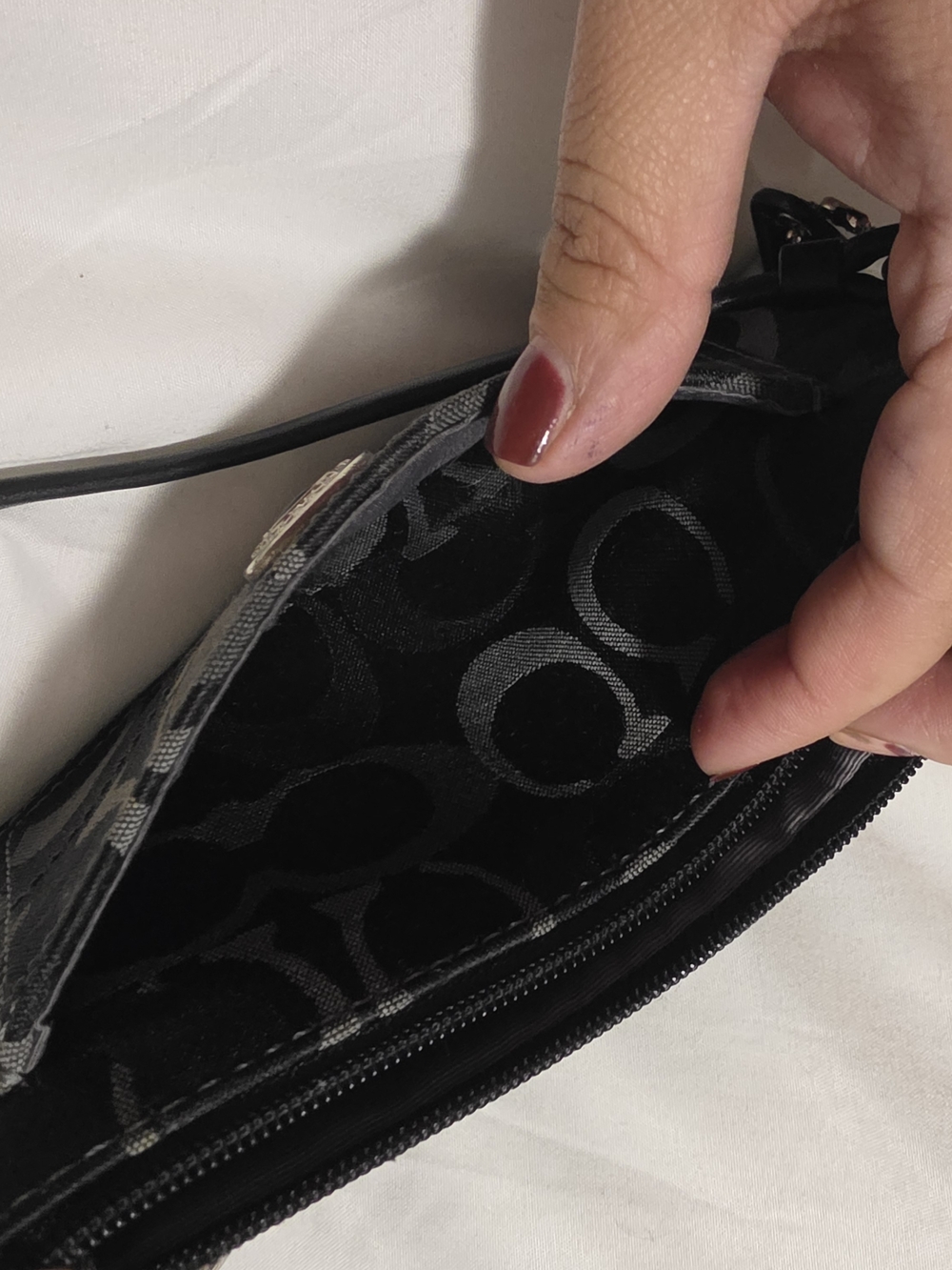 Coach Black Signature Wristlet Clutch